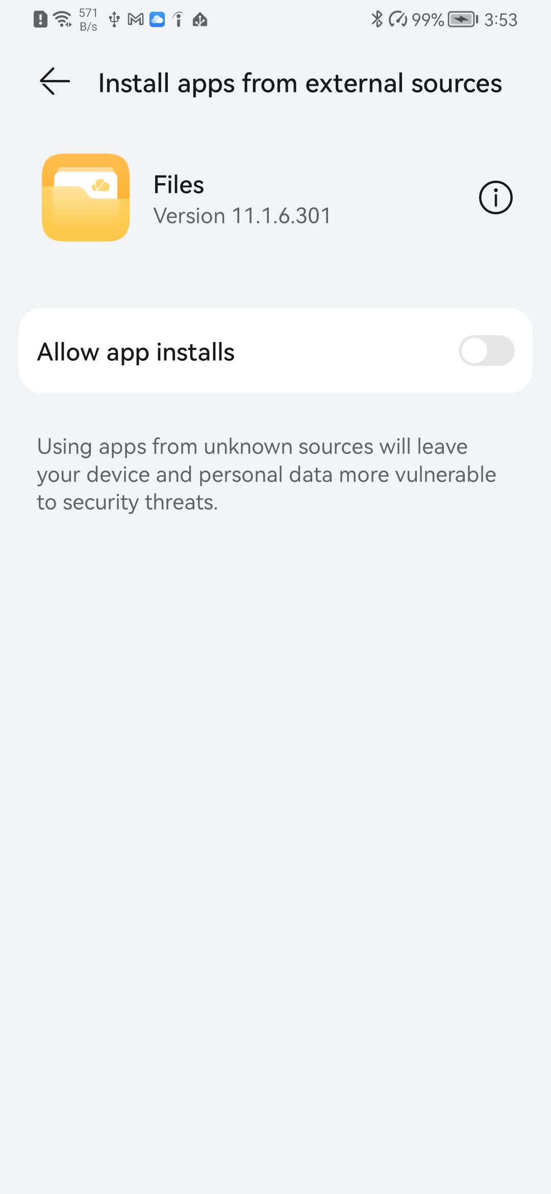 External app installation settings